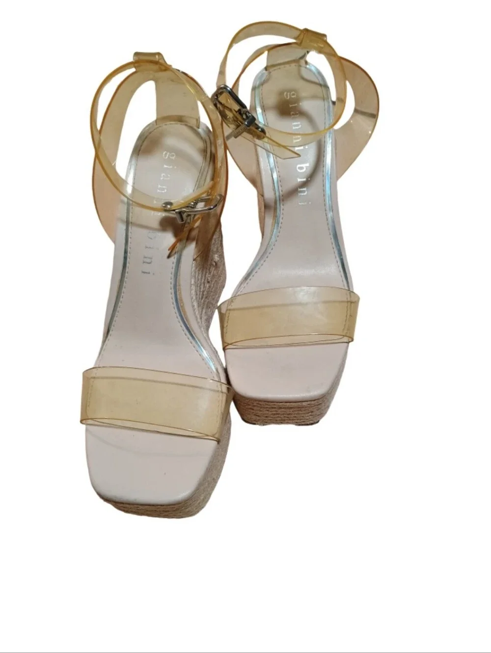 Gianni Bini Beige Espadrille Wedge Sandals with Ankle Strap